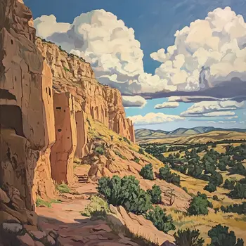Southwestern Rock Cliffs Landscape - Classic Landscape 8"x8" Art Print