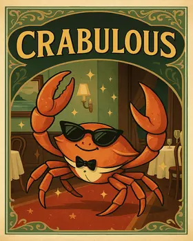 Crabulous - Punny Animals Art Prints – 8″x10″ Artwork for 11″x14″ Frame