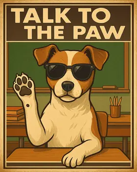 Talk to the Paw - Punny Animals Art Prints – 8″x10″ Artwork for 11″x14″ Frame