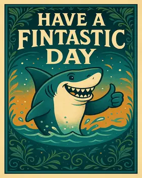 Have a Fintastic Day - Punny Animals Art Prints – 8″x10″ Artwork for 11″x14″ Frame
