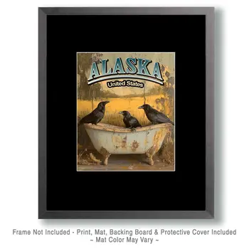 Three Ravens - Alaska Art Prints – 8″x10″ Artwork for 11″x14″ Frame