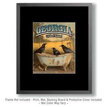 Three Ravens - Georgia Art Prints – 8″x10″ Artwork for 11″x14″ Frame