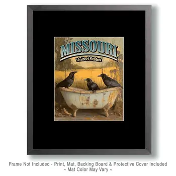 Three Ravens - Missouri Art Prints – 8″x10″ Artwork for 11″x14″ Frame