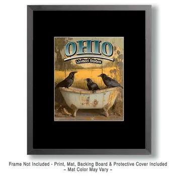 Three Ravens - Ohio Art Prints – 8″x10″ Artwork for 11″x14″ Frame