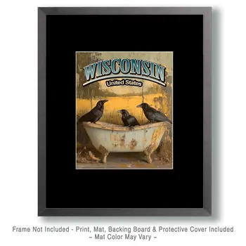 Three Ravens - Wisconsin Art Prints – 8″x10″ Artwork for 11″x14″ Frame