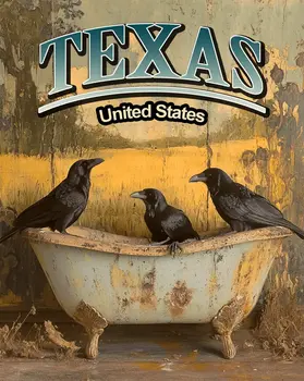 Three Ravens - Texas Art Prints – 8″x10″ Artwork for 11″x14″ Frame