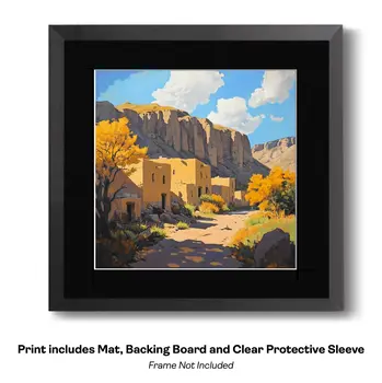 Southwestern Cliff Dreamscape - Classic Landscape 8"x8" Art Print