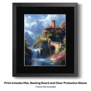 Tudor House on Lakeside - Classic Landscape 8"x10" Art Print