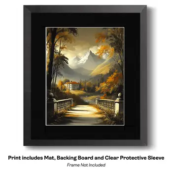 Tudor House on Lakeside - Classic Landscape 8"x10" Art Print