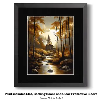 Tudor House on Lakeside - Classic Landscape 8"x10" Art Print