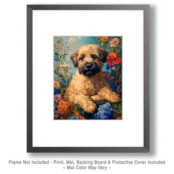 Soft Coated Wheaten Terrier Puppy - Pet Dog Still Life Wall Art Prints – 8″x10″ Artwork for 11″x14″ Frame