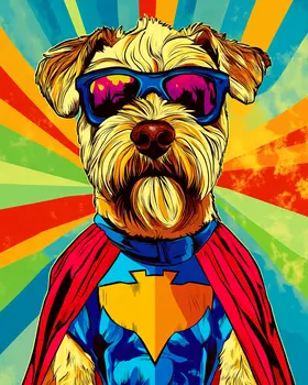 Soft Coated Wheaten Terrier Superhero - Pet Dog Still Life Wall Art Prints – 8″x10″ Artwork for 11″x14″ Frame