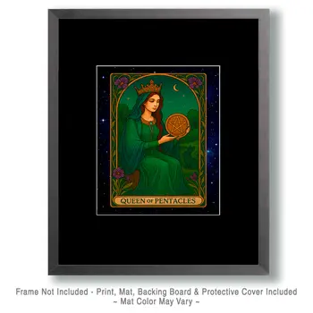 The Queen of Pentacles - Tarot Card Art Prints – 8″x10″ Artwork for 11″x14″ Frame