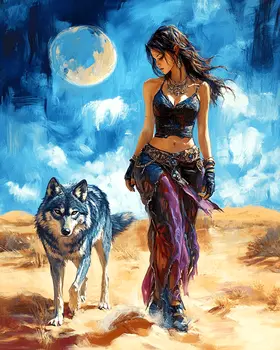 Camina Con Lobo - Southwestern Art Prints 8"x10" Artwork for 11"x14" Frame