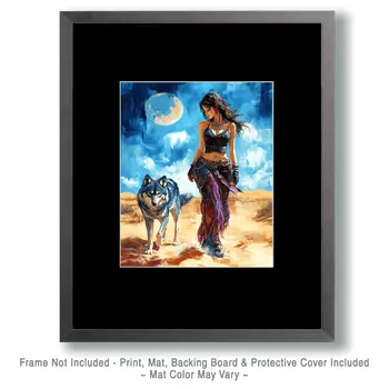 Camina Con Lobo - Southwestern Art Prints 8"x10" Artwork for 11"x14" Frame