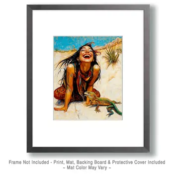 The Lizard is Hilarious - Southwestern Art Prints 8"x10" Artwork for 11"x14" Frame
