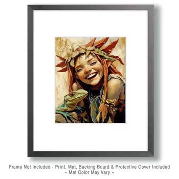 Puck with Lizard - Southwestern Art Prints 8"x10" Artwork for 11"x14" Frame