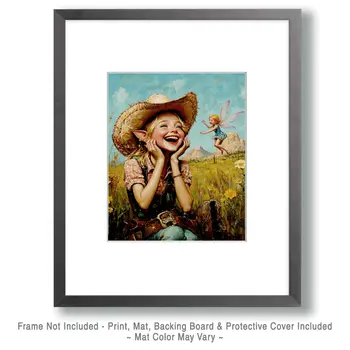 Fairy and Elf Have a Good Laugh - Southwestern Art Prints 8"x10" Artwork for 11"x14" Frame