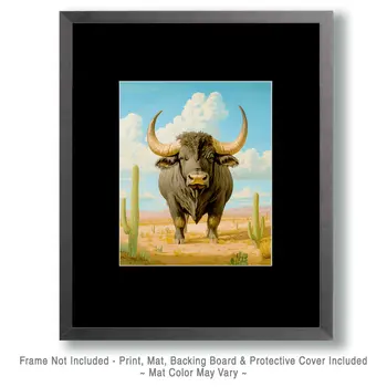 Mighty Big Bull - Southwestern Art Prints 8"x10" Artwork for 11"x14" Frame