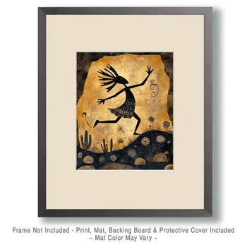 Kokopelli Dancing - Southwestern Art Prints 8"x10" Artwork for 11"x14" Frame