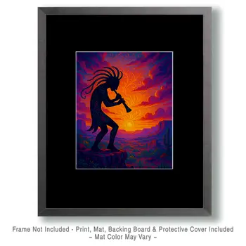 Kokopelli Serenade - Southwestern Art Prints 8"x10" Artwork for 11"x14" Frame