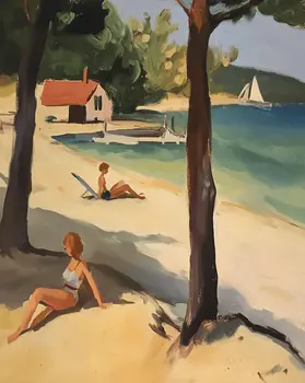 1940's Upta Camp Beach Time 8”x10” Art Print