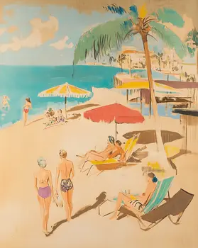 1950's French Riviera Beach 8”x10” Art Print