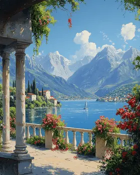 Beautiful View From Balcony - Classic Landscape 8"x8" Art Print