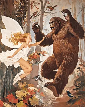 Bigfoot and Fairy Dance Party – 8″x10″ Artwork in 10″x12″ Mat
