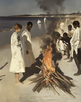 Bon Fire Beach Time  8”x10” Art Print