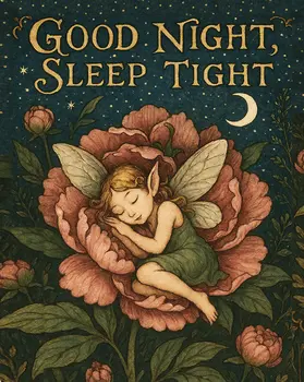 Good Night Sleep Tight Sleeping Fairy – 8″x10″ Artwork in 10″x12″ Mat