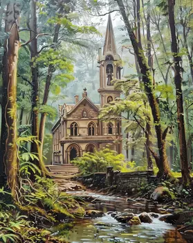 Grand Temple in the Woods - Classic Landscape 8"x10" Art Print