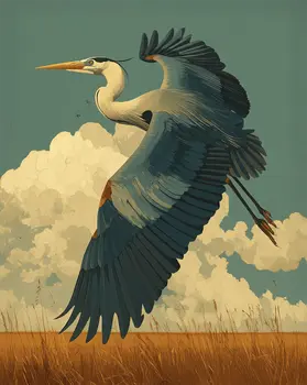 Great Blue Heron In Flight - 8″x10″ Artwork for 11″x14″ Frame