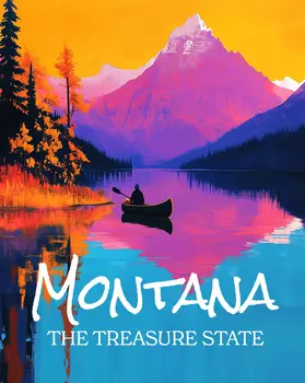 Montana The Treasure State - Souvenir Keepsake Art Prints for Tourism 8"x10" Artwork for 11"x14" Frame