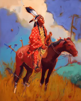 Native American Horse Modern Impressionist Painting - Southwestern Art Prints 8"x10" Artwork for 11"x14" Frame