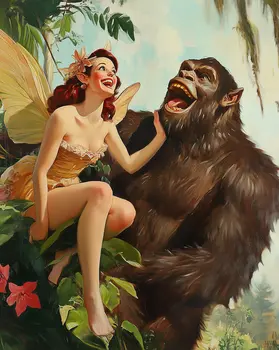 Oh you! Fairy Says To Bigfoot – 8″x10″ Artwork in 10″x12″ Mat