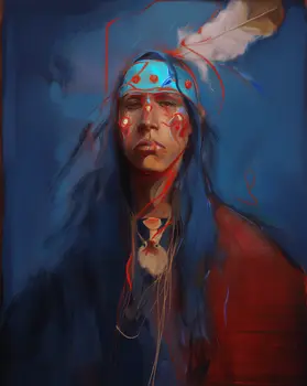 Portrait of Young Native Man - Southwestern Art Prints 8"x10" Artwork