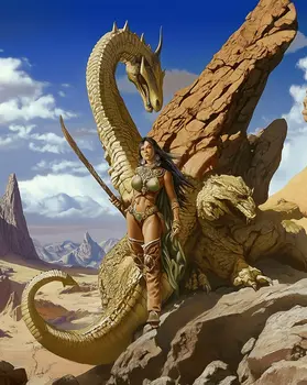 Raish and Dragons Characters art print - Fantasy Quest Adventure Prints – 8″x10″ Artwork in 12″x14″ Mats