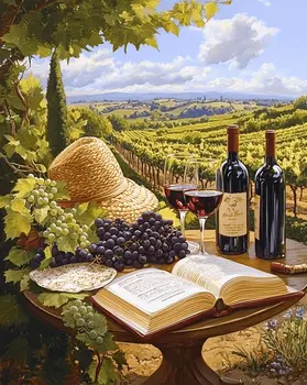 Relaxing Day in the Vineyard - Wine Wall Art Prints – 8″x10″ Artwork for 11″x14″ Frame