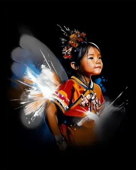 Sassy Little Fairy at Nighttime - Fairies Worldwide – 8″x10″ Artwork in 12″x14″ Mat
