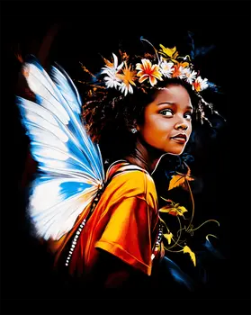 Smiling Flower Fairy - Fairies Worldwide – 8″x10″ Artwork in 12″x14″ Mat