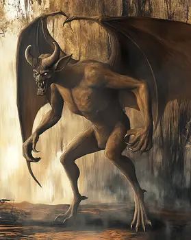 Snarling Jersey Devil - Cryptids Worldwide – 8″x10″ Artwork in 12″x14″ Mat