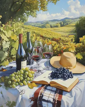 Sunny Vineyard Trip - Wine Wall Art Prints – 8″x10″ Artwork for 11″x14″ Frame