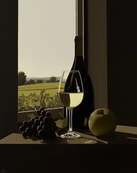 White Wine Still Life - Wine Wall Art Prints – 8″x10″ Artwork for 11″x14″ Frame