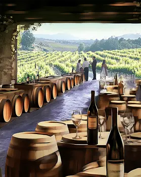 Wine Tasting at the Vineyard art print - Wine Wall Art Prints – 8″x10″ Artwork for 11″x14″ Frame