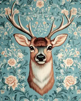 Nouveau Buck Deer - Wildlife Art Prints – 8″x10″ Artwork for 11″x14″ Frame