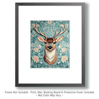Nouveau Buck Deer - Wildlife Art Prints – 8″x10″ Artwork for 11″x14″ Frame