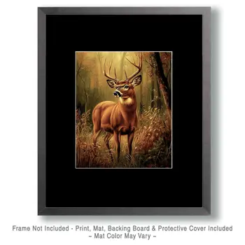 Pensive Buck Deer - Wildlife Art Prints – 8″x10″ Artwork for 11″x14″ Frame