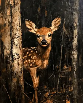 Shy Whitetail Deer Fawn - Wildlife Art Prints – 8″x10″ Artwork for 11″x14″ Frame
