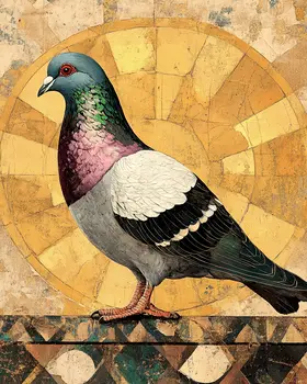Deco Pigeon - Wildlife Art Prints – 8″x10″ Artwork for 11″x14″ Frame